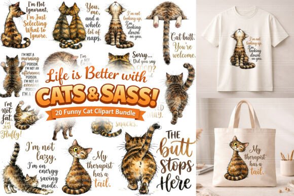 Download Funny Sassy Cat Quotes PNG Bundle Pack - Premium Bundle
