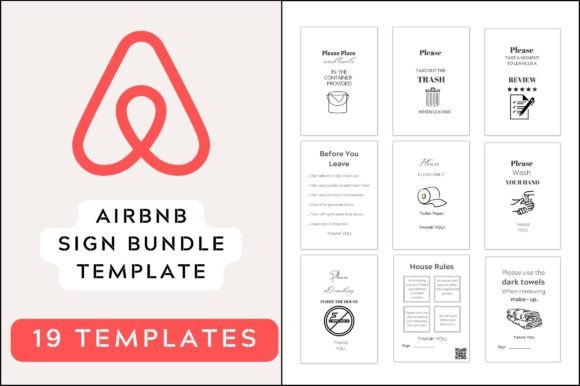 Download Editable Airbnb Sign Bundle Templates - Bundle templates Collection